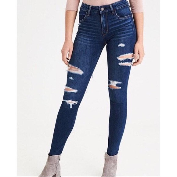 American Eagle Hi-RiseJegging Super Stretch X Size 6 Ripped - Picture 1 of 10